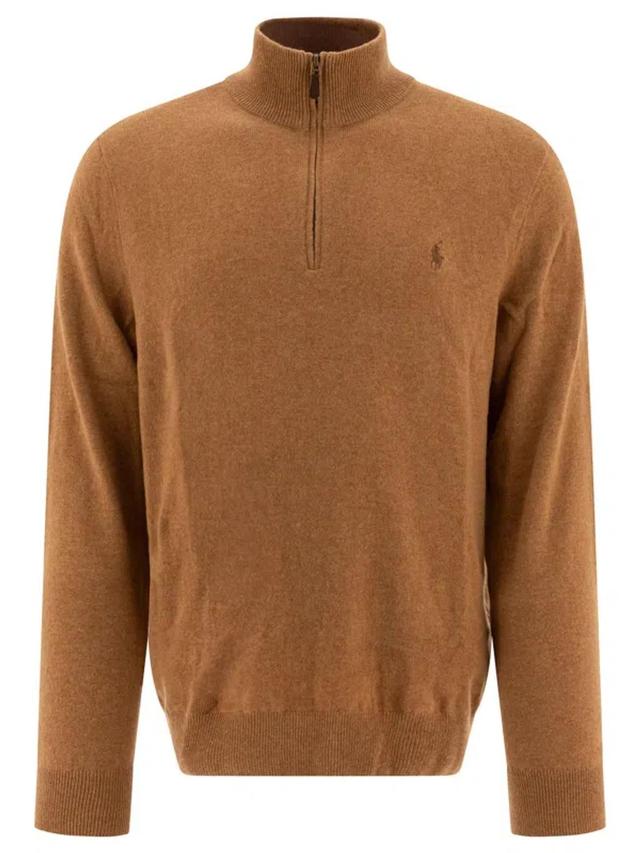 Polo Pony-embroidered Cotton Sweatshirt In Brown Product Image