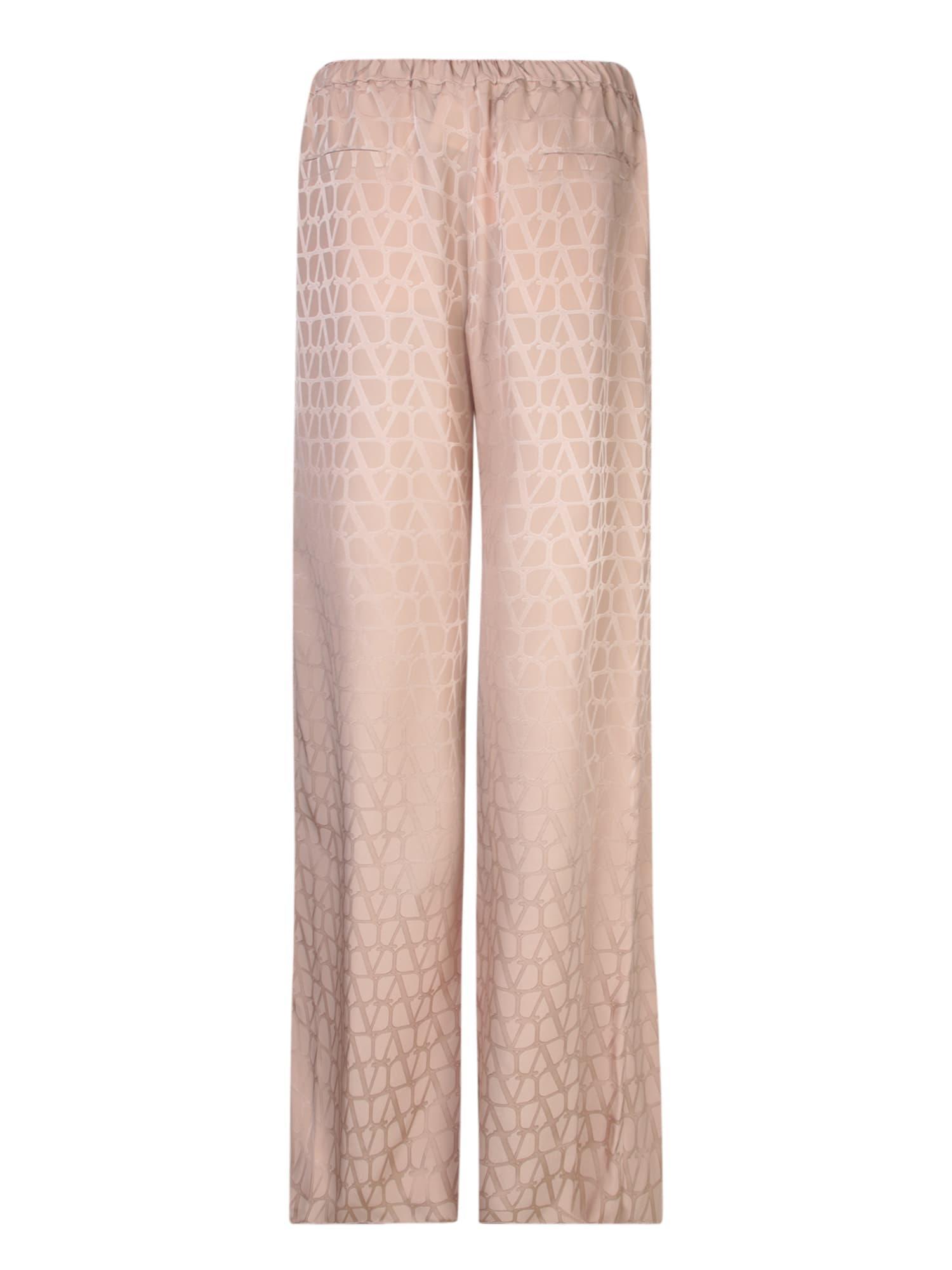 VALENTINO Jacquard Powder Trousers In Pink Product Image