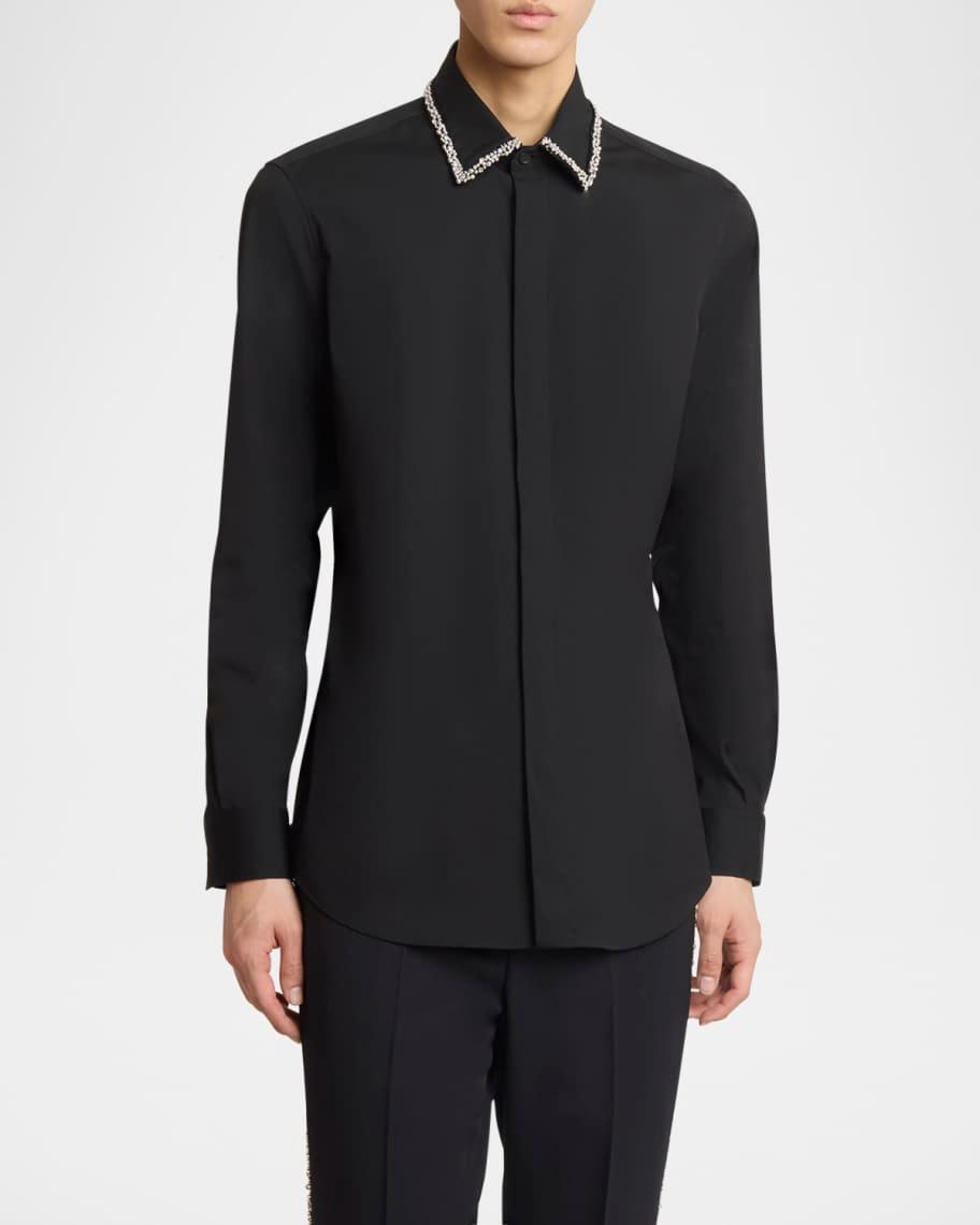 Men's Poplin Shirt with Strass Collar Product Image