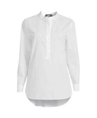 Womens Lands End No Iron Long Sleeve Banded Collar Popover Shirt Product Image