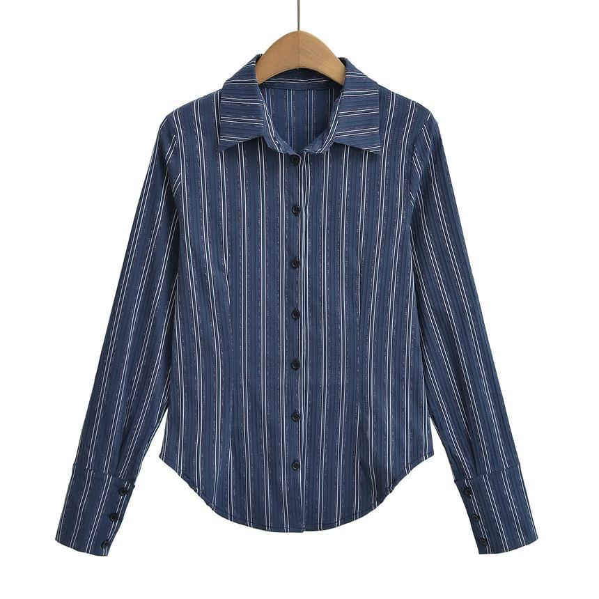 Long Sleeve Collared Striped Shirt product image