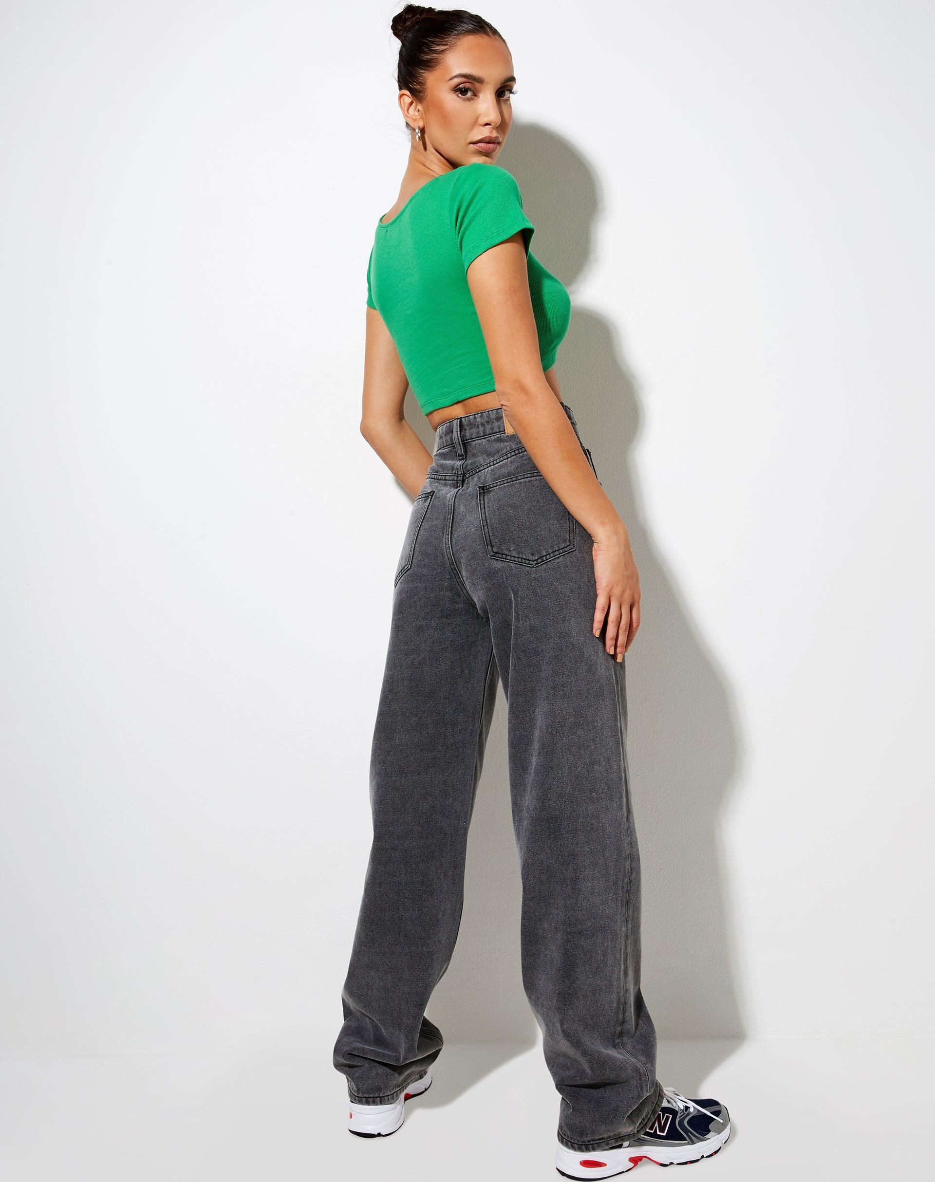 Tindy Crop Top in Rib Fun Green Bellissimo Product Image