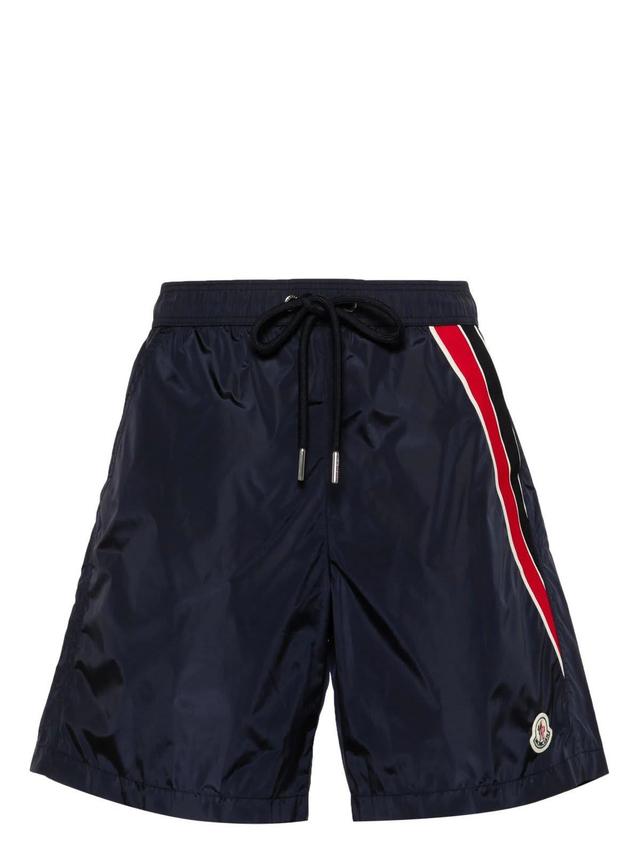 MONCLER Costume Da Bagno Con Orlo Tricolore In Blue Product Image