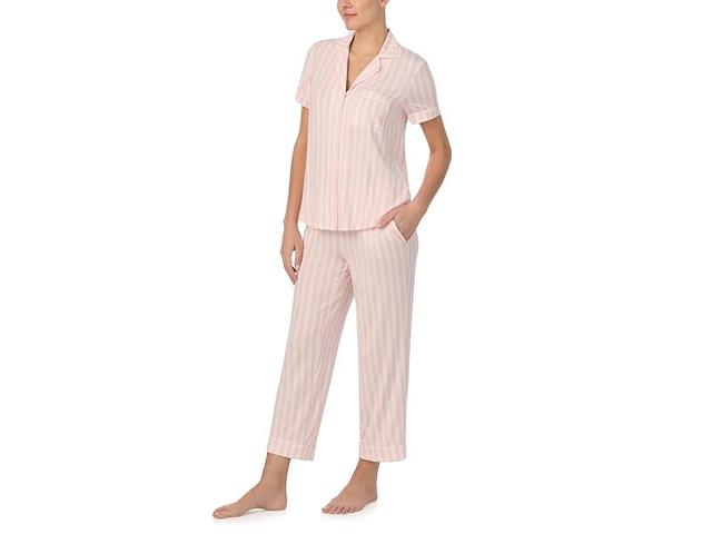 Kate Spade New York Cropped Short Sleeve PJ Set Stripe) Women's Pajama Sets Product Image