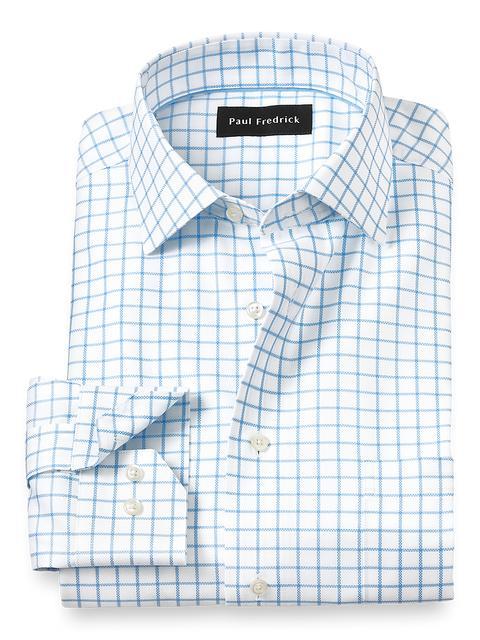 Royal Oxford Comfort Stretch Non-Iron Windowpane Dress Shirt - Blue Product Image