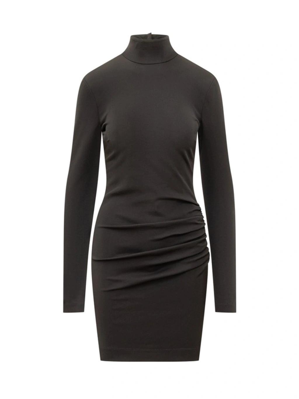 DOLCE & GABBANA Ruched Detailed Straight Hem Mini Dress In Black Product Image