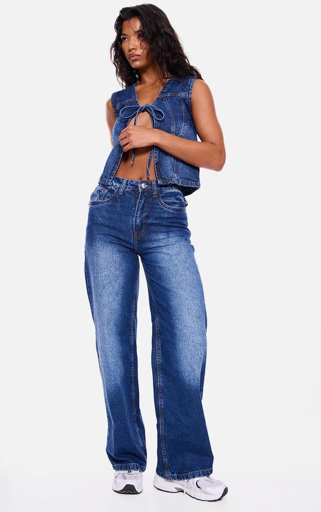 Indigo Straight Leg Denim Jeans Product Image