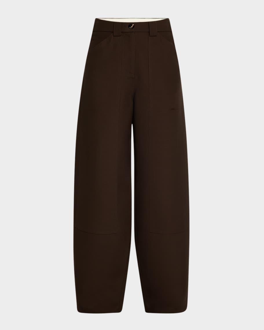 Patched Curved Straight-Leg Ankle Pants Product Image