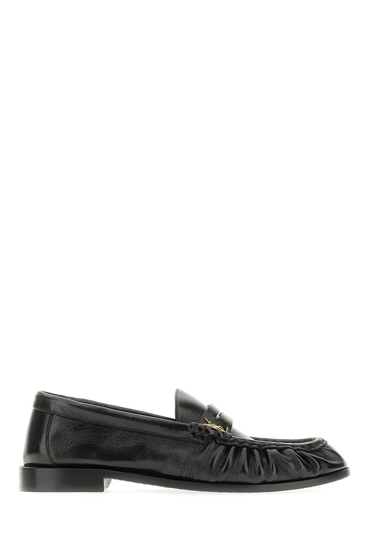 SAINT LAURENT Black Leather Loafers Product Image