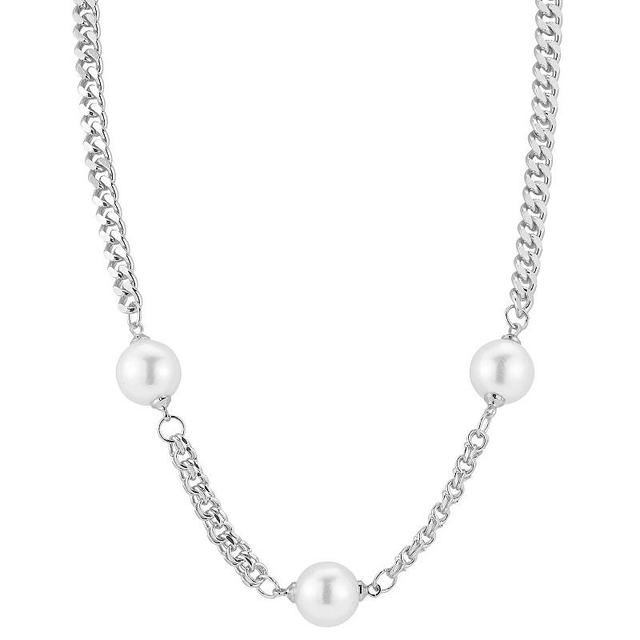 WINX 18k Gold Plated Freshwater Cultured Pearl Station Necklace, Womens Silver Tone Product Image