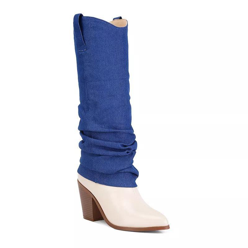 London Rag Fab Womens Denim Sleeve Cowboy Boots Product Image