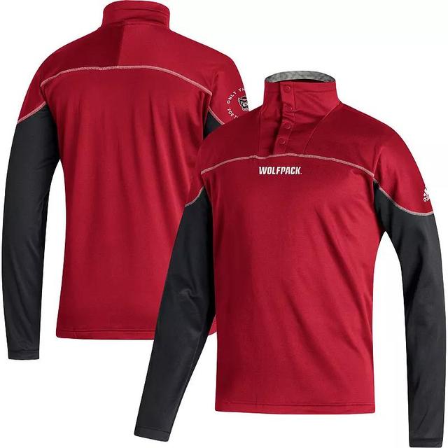 Mens adidas Red NC State Wolfpack AEROREADY Knit Quarter-Snap Jacket Product Image