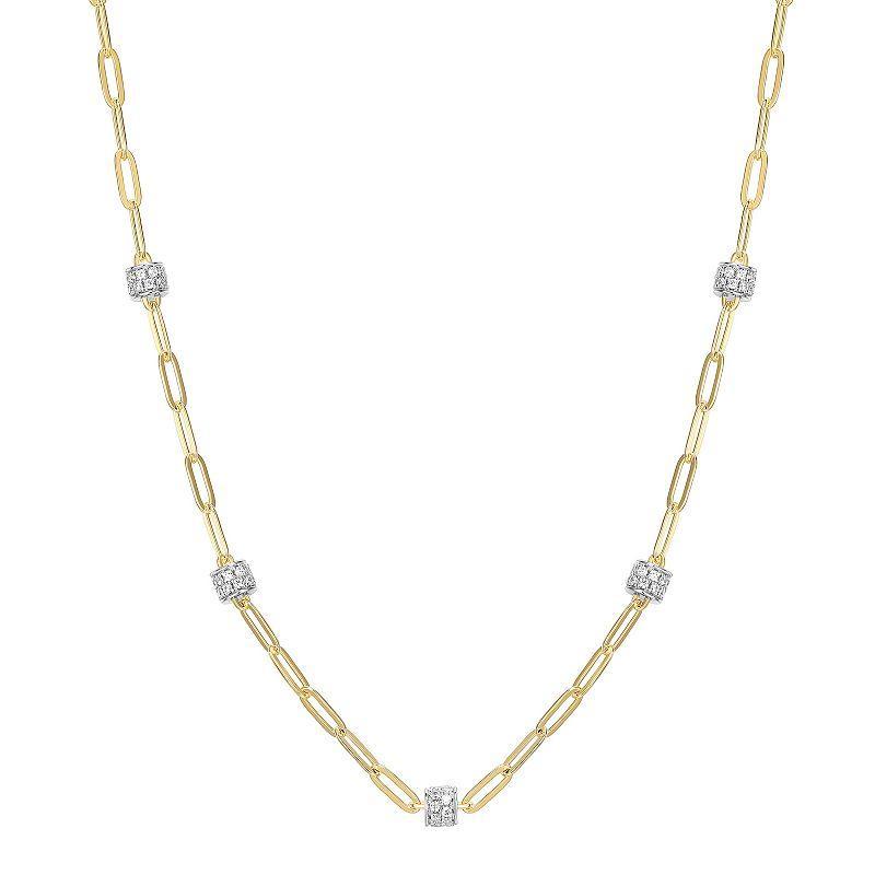 18k Gold Over Silver Cubic Zirconia Station Necklace, Womens 18k Gold Plated Product Image