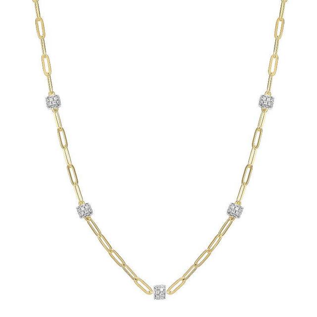 18k Gold Over Silver Cubic Zirconia Station Necklace, Womens 18k Gold Plated Product Image