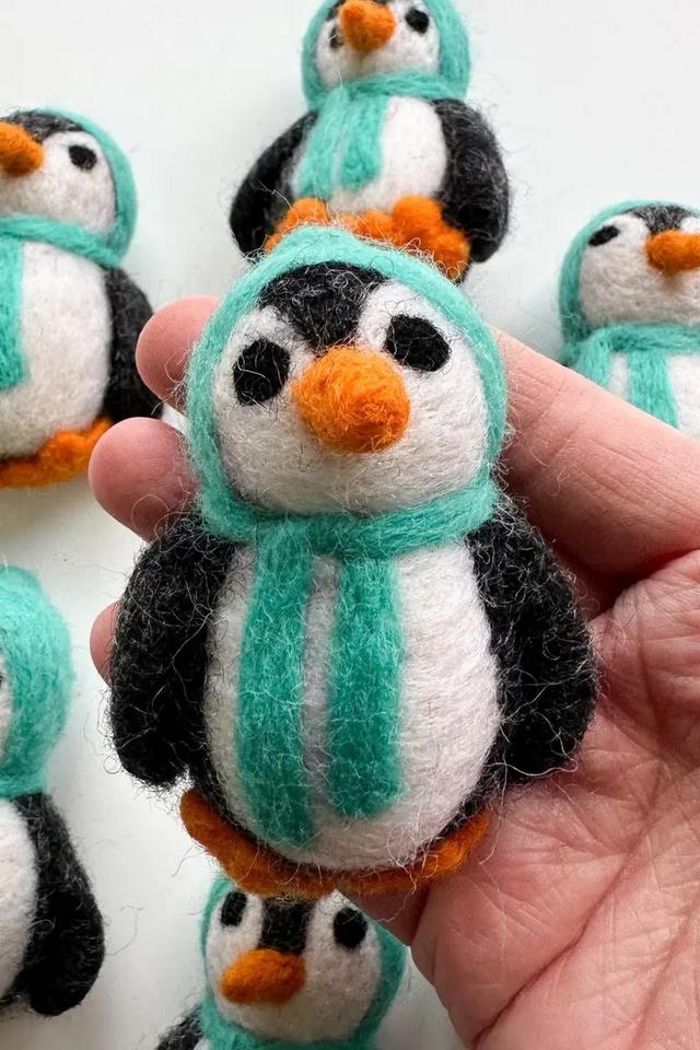 One Felt Penguin with Robin's Egg Blue Hat & Scarf Product Image