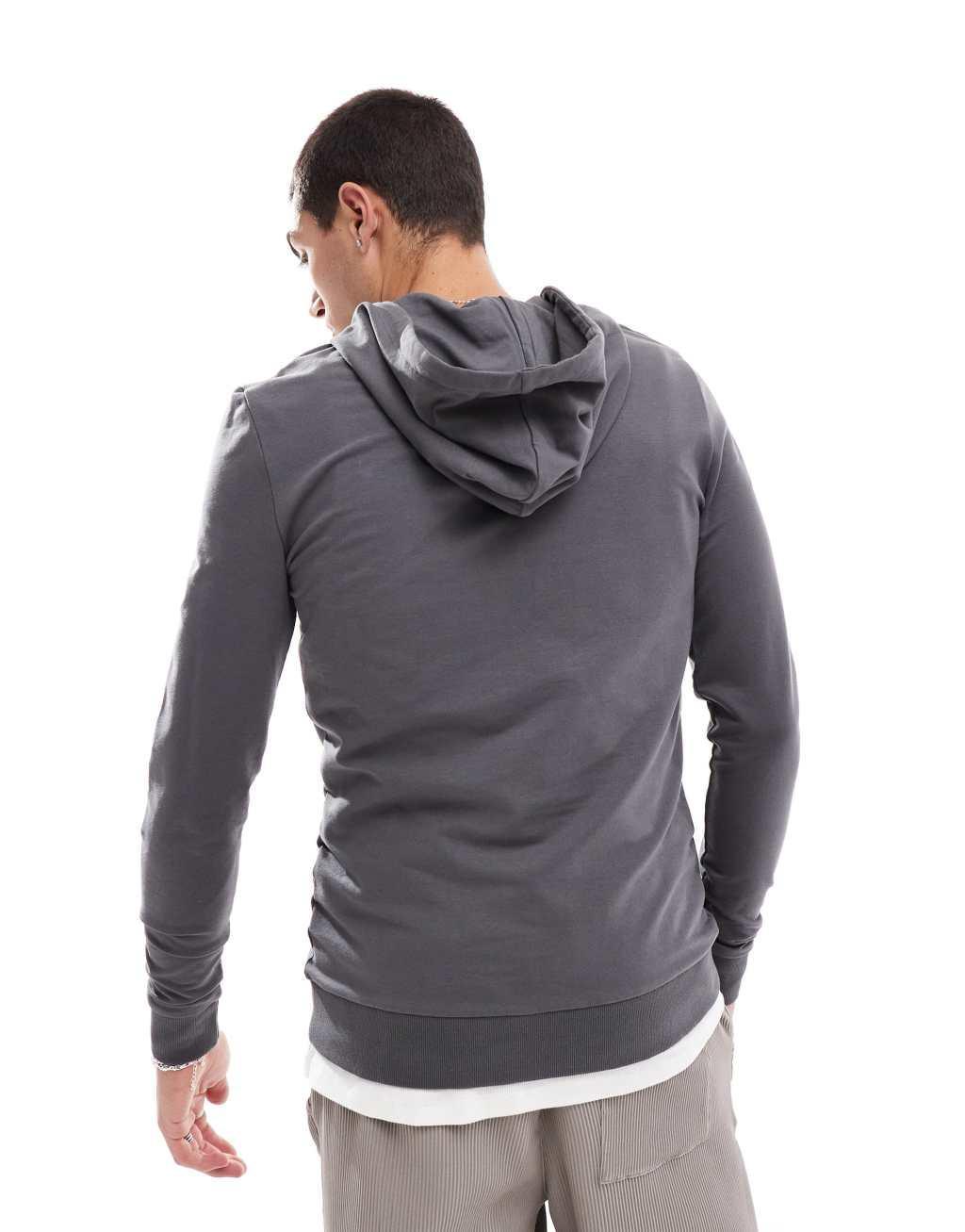 ASOS DESIGN essential muscle fit hoodie in charcoal Product Image