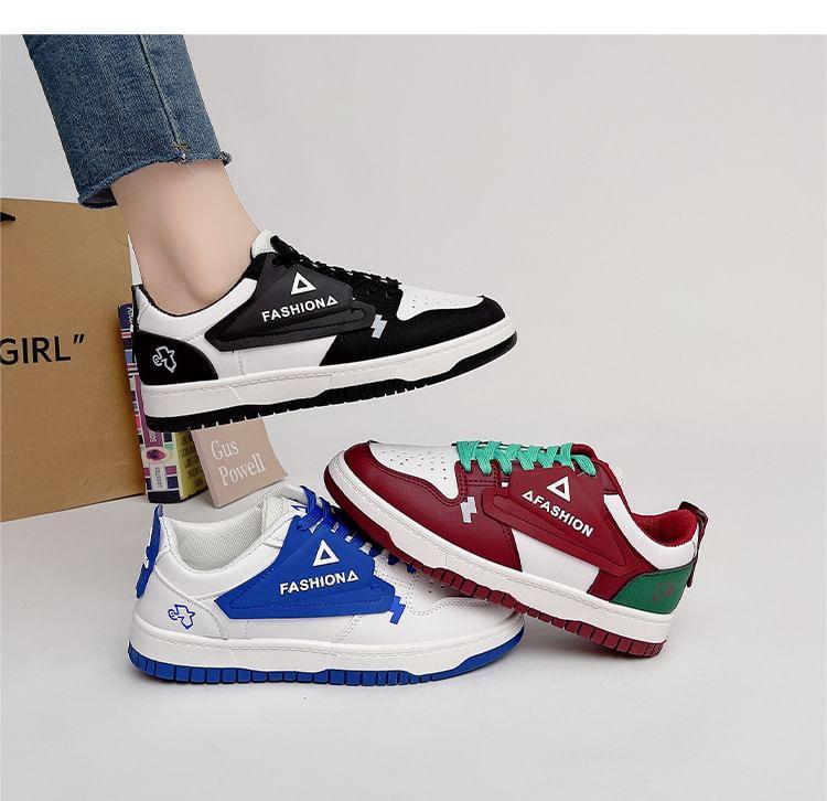 Color Block Lettering Platform Sneakers Product Image