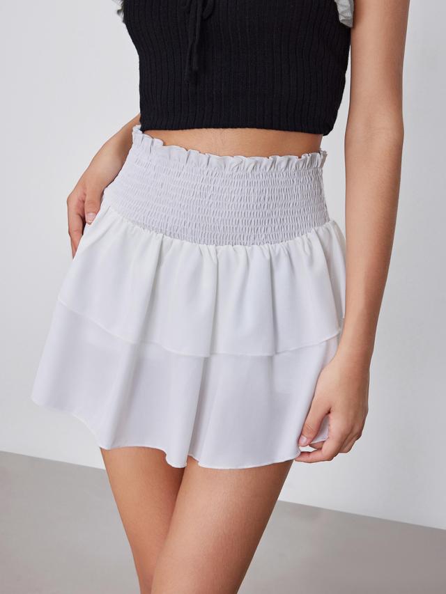 Shirred Ruffle Tiered Skort Product Image