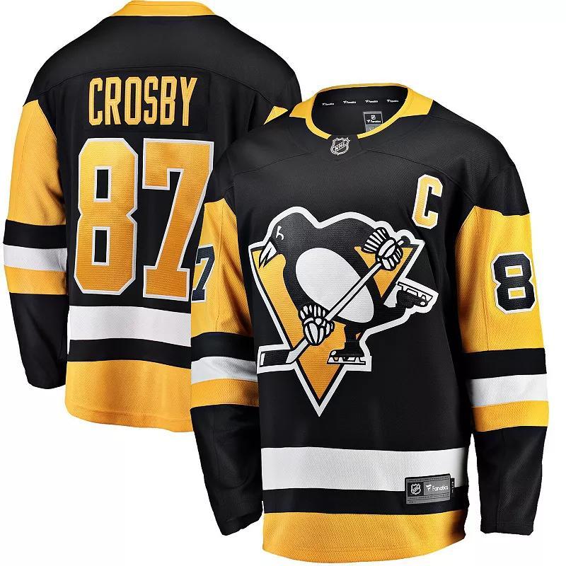 Mens Fanatics Branded Sidney Crosby Pittsburgh Penguins Captain Patch Home Breakaway Jersey Product Image