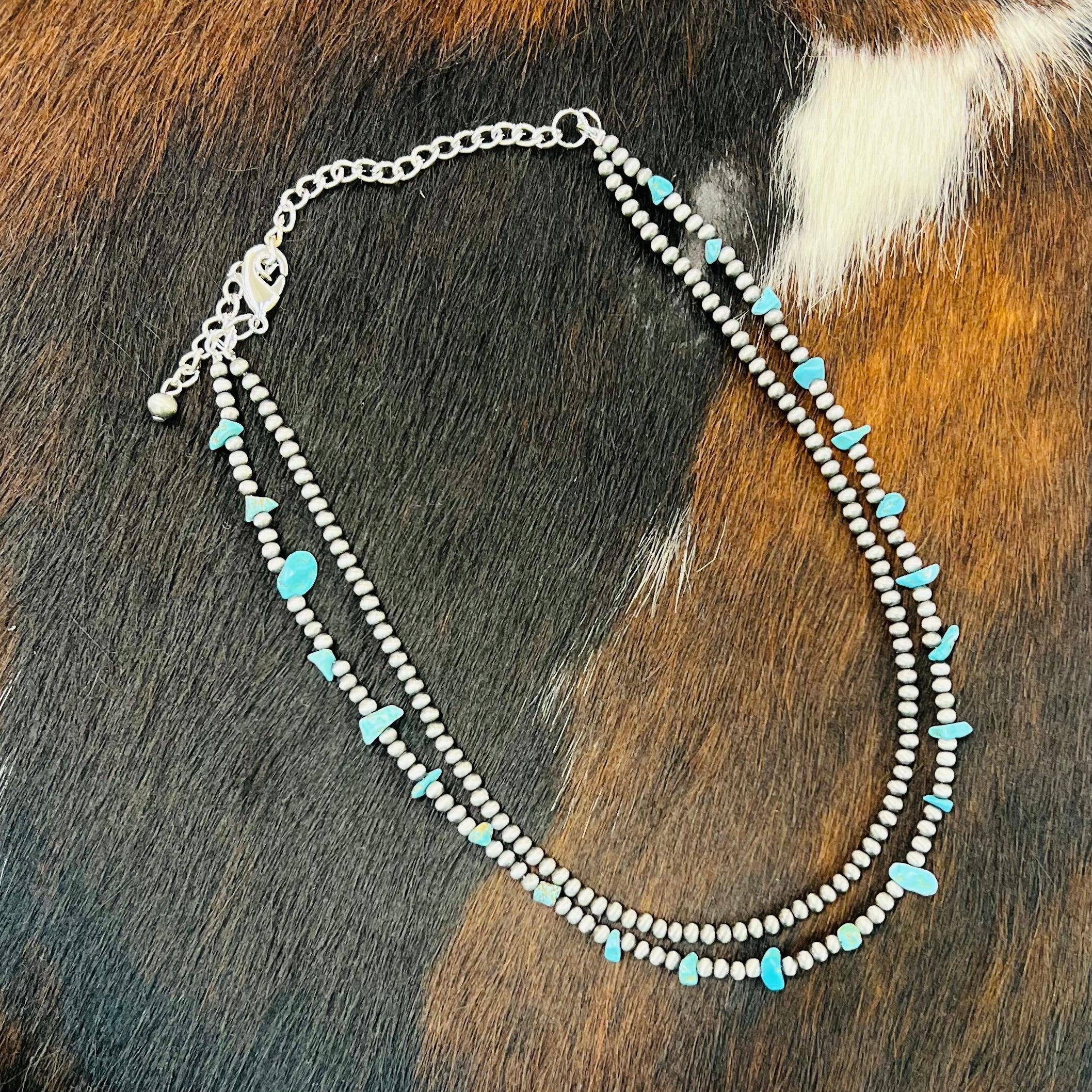 Double Or Nothing Turquoise Beaded Necklace Product Image