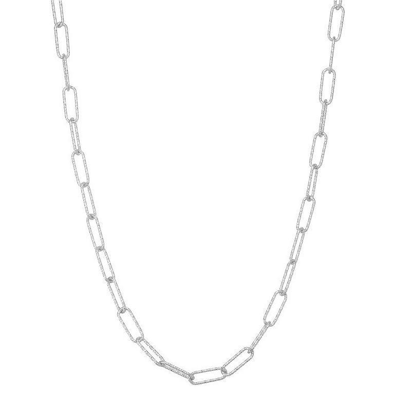 Giorgio di Vicenza 14k Sterling Silver Paper Clip Chain Necklace, Womens White Product Image