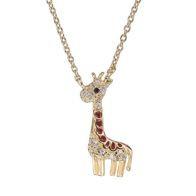 Sophie Miller Black & White Cubic Zirconia 14k Gold Over Silver Giraffe Necklace, Womens Multicolor Product Image