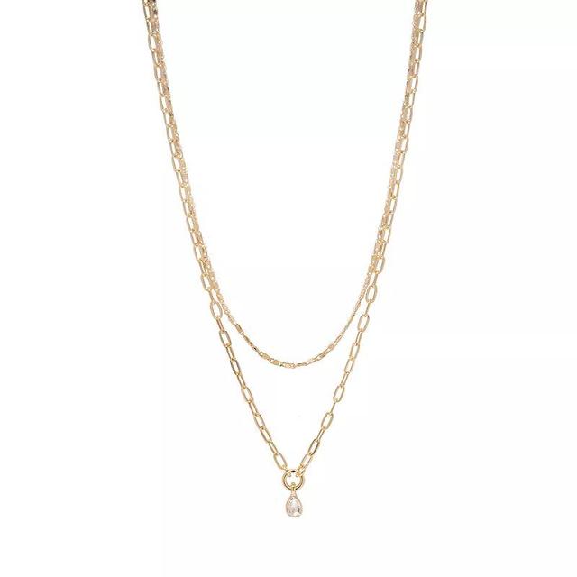 LC Lauren Conrad Gold Tone 2 Row Chain Necklace, Womens, Clear Product Image