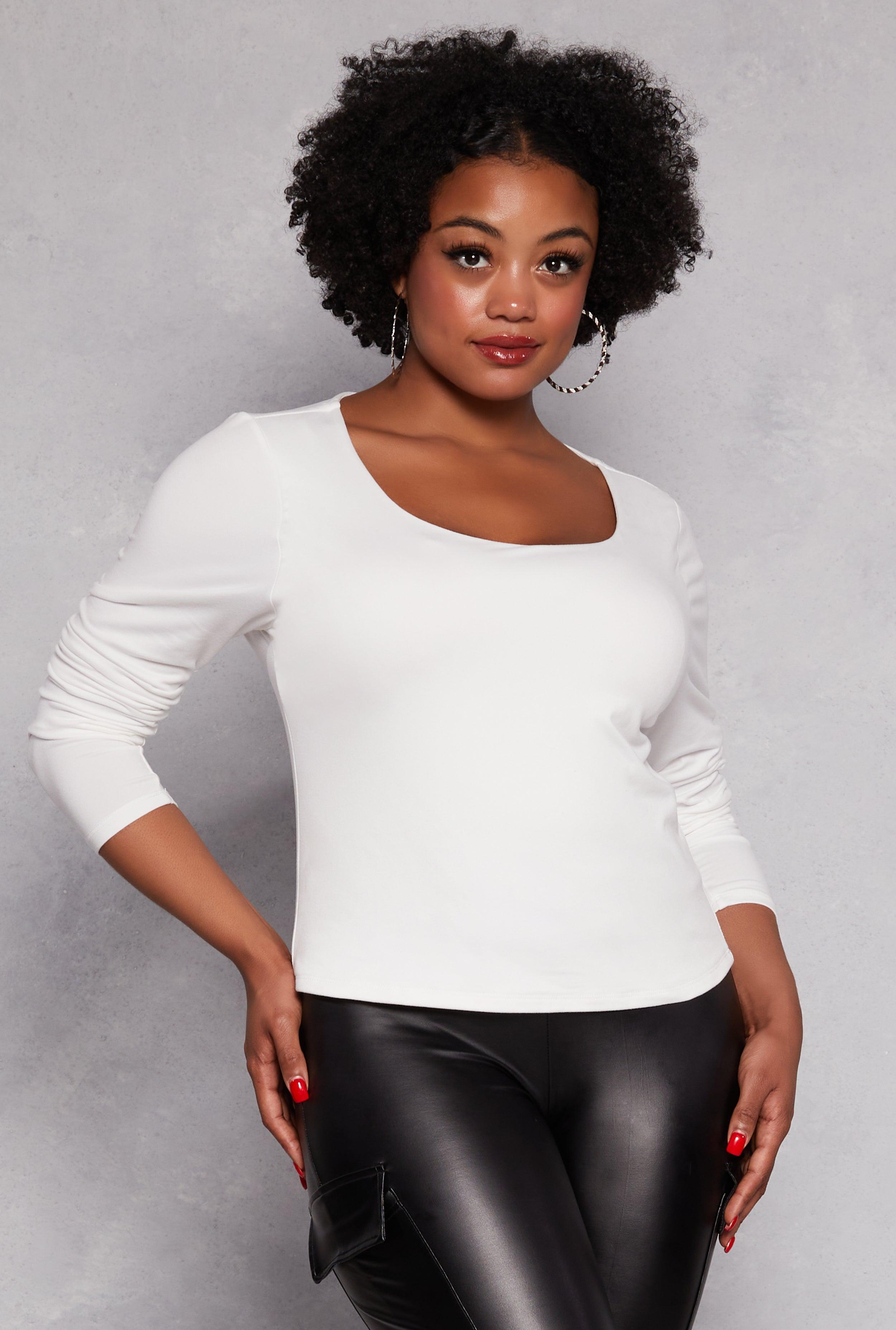 Womens Plus Size Double Layered Scoop Neck Top Product Image