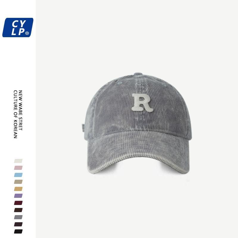 Lettering Applique Corduroy Baseball Cap Product Image