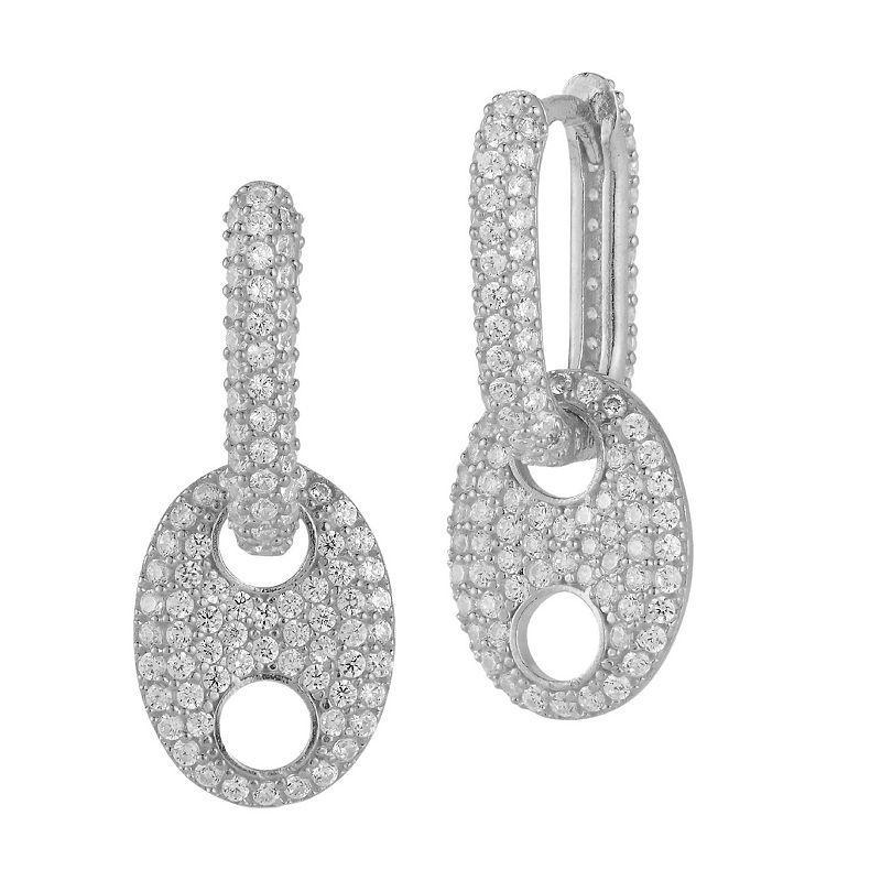 Sunkissed Sterling Cubic Zirconia Link Earrings, Womens, Silver Tone Product Image