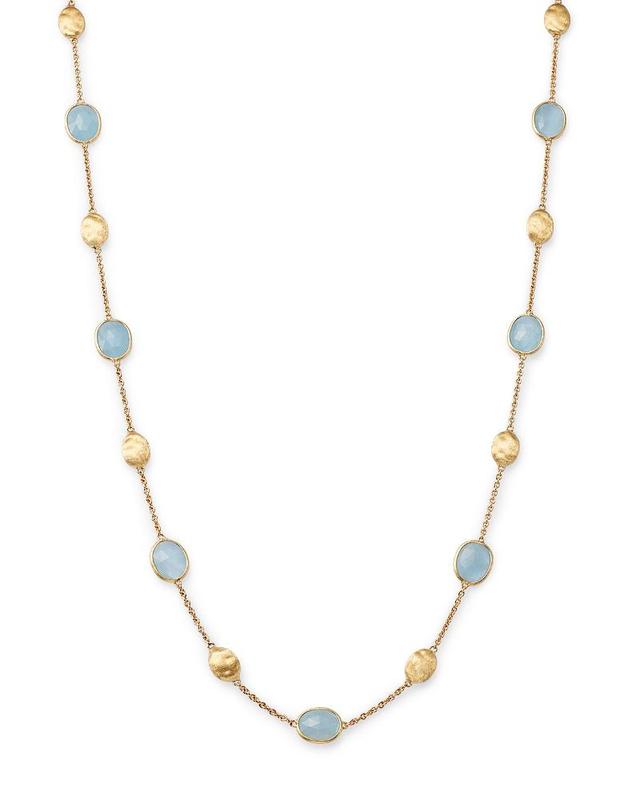 Womens Siviglia 18K Yellow Gold & Aquamarine Station Necklace Product Image