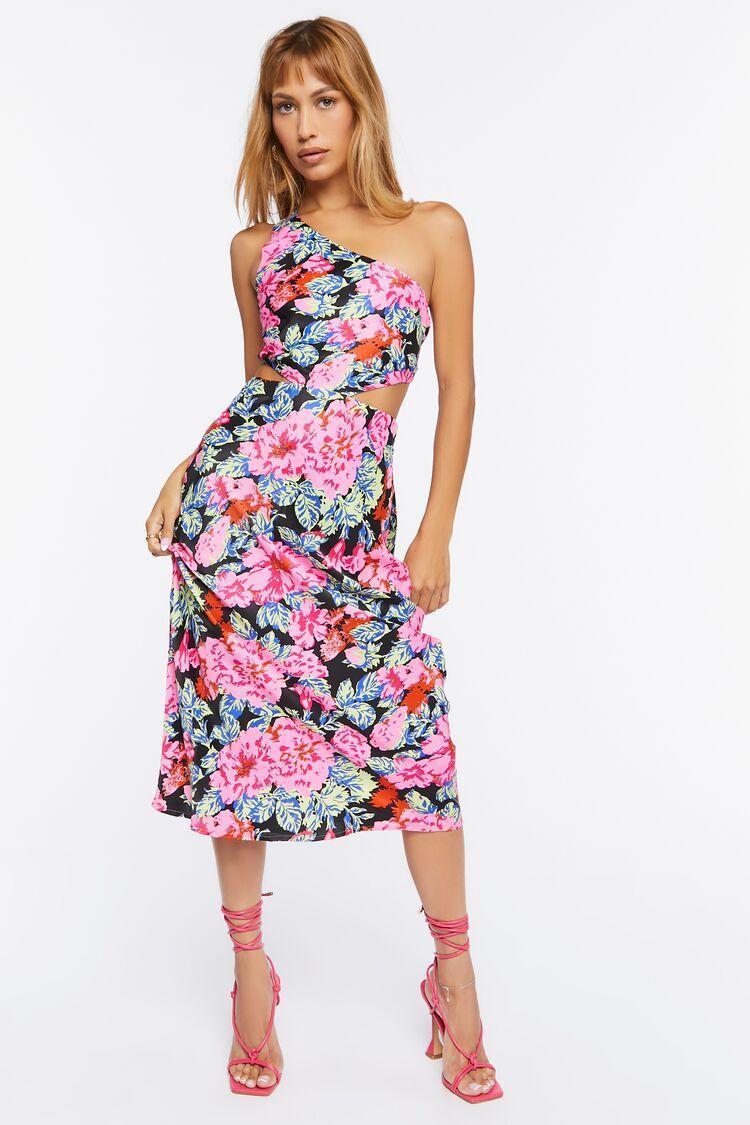 Floral One-Shoulder Cutout Dress | Forever 21 Product Image