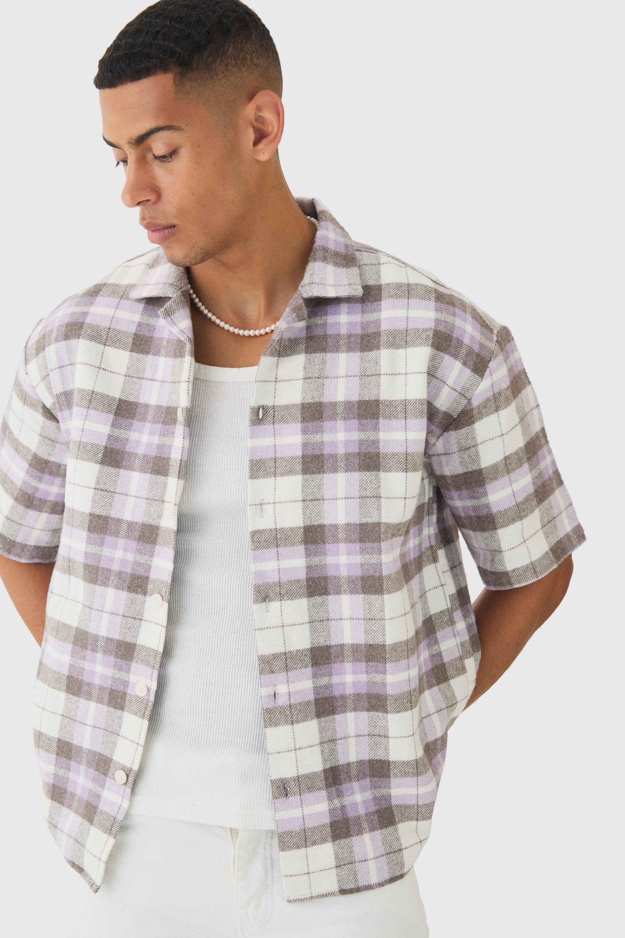 Oversized Check Revere Shirt | boohooMAN USA Product Image