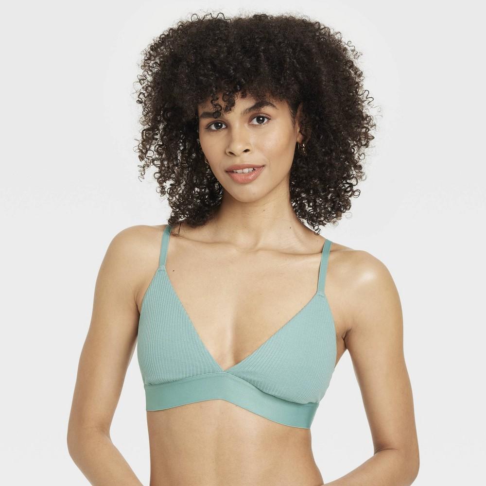 Womens Cotton Stretch Ribbed Triangle Bralette - Auden Tidal Flow XS Product Image