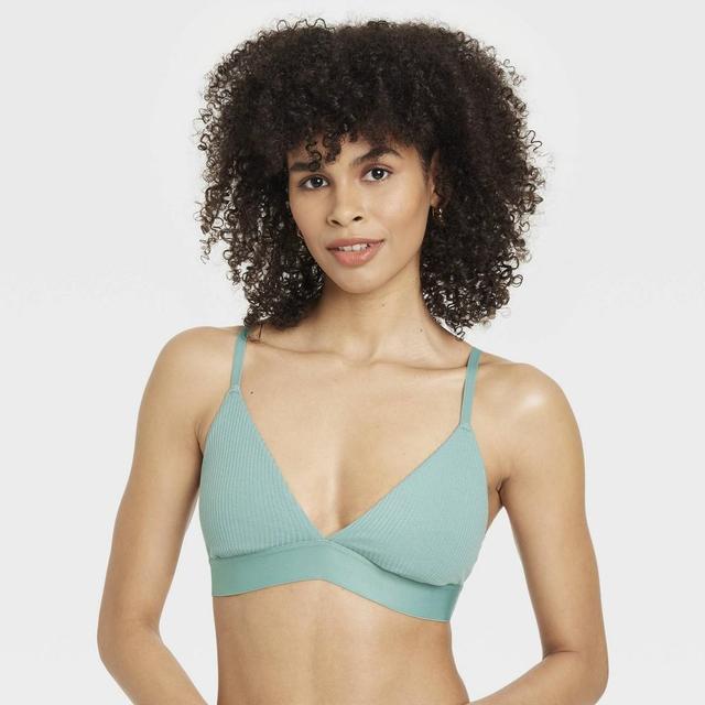 Womens Cotton Stretch Ribbed Triangle Bralette - Auden Tidal Flow XS Product Image