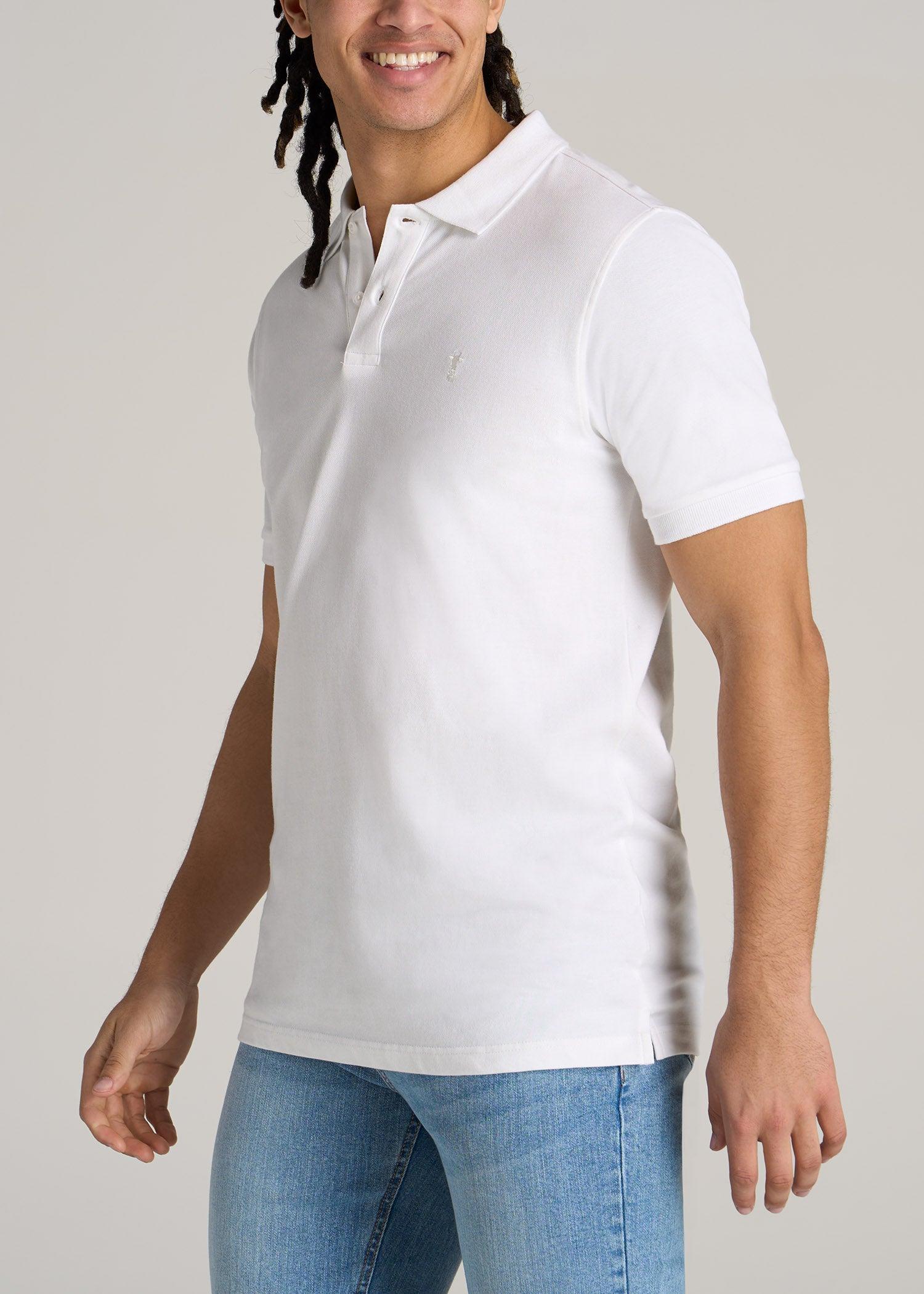 Men's Tall Classic Polo with Embroidered Logo in Bright White Product Image