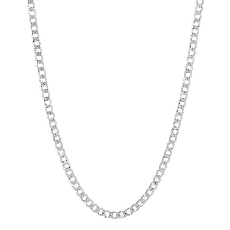 Mens 14k White Gold Plated Curb Chain Necklace - 22 in. Product Image