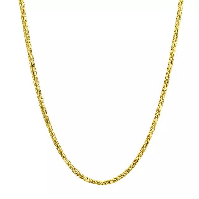 18k Gold Diamond Cut Wheat Chain Necklace, Womens Product Image