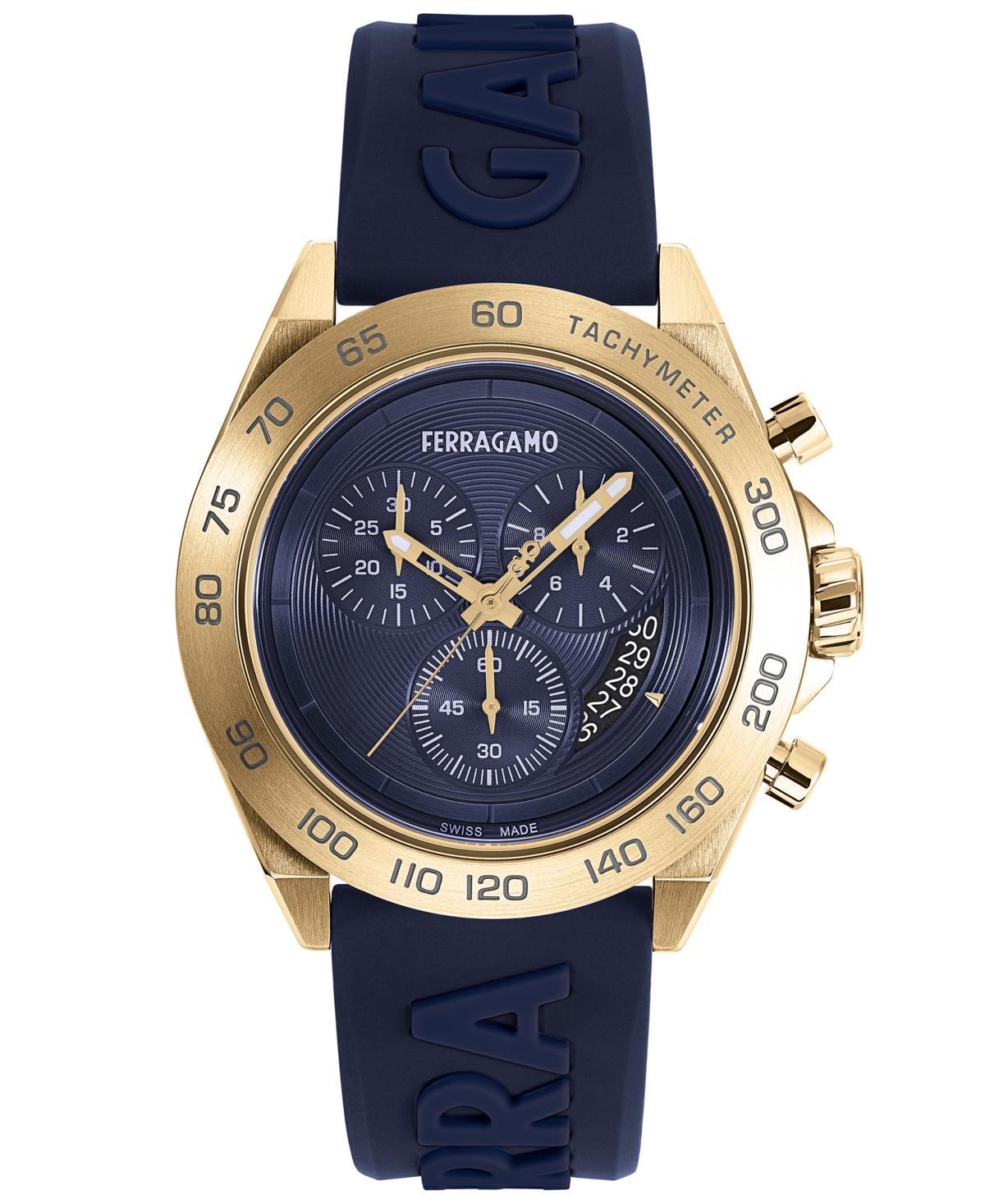 FERRAGAMO Chronograph Silicone Strap Watch, 43mm Product Image