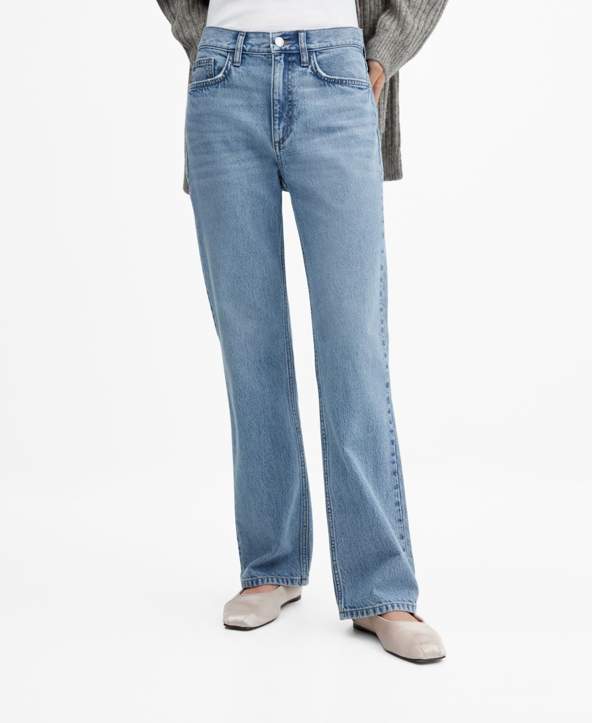 Mango Womens Mid-Rise Straight Jeans Product Image