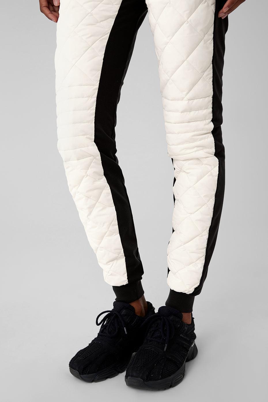 Airbrush Winter Warm High-Waist Moto Puffer Pant - Black/Ivory Female Product Image