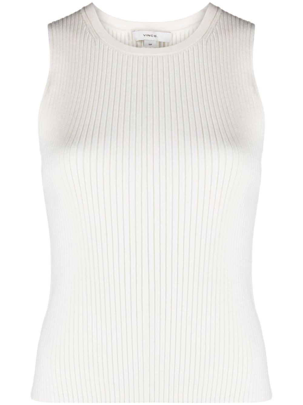 Ribbed Knitted Tank Top In White Product Image