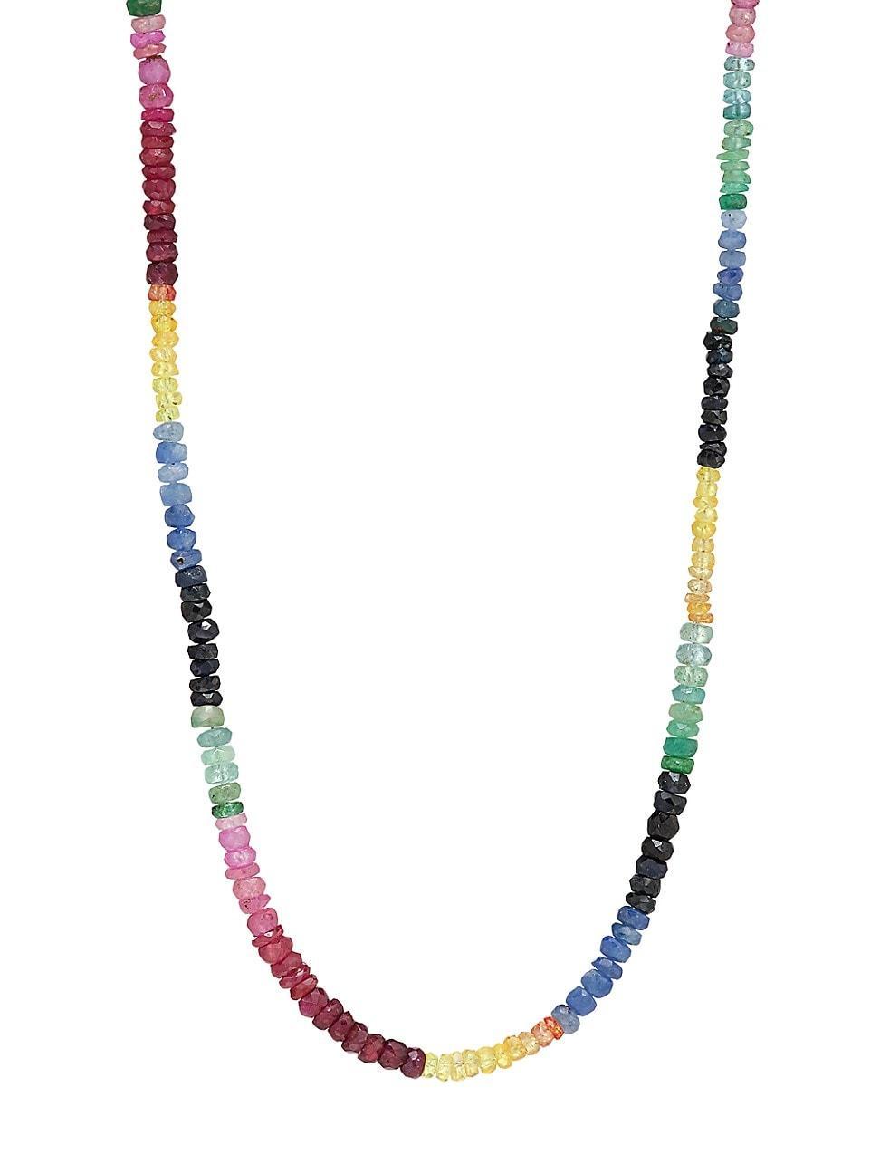 Womens Arizona 14K-Yellow-Gold & Rainbow Sapphire Necklace Product Image