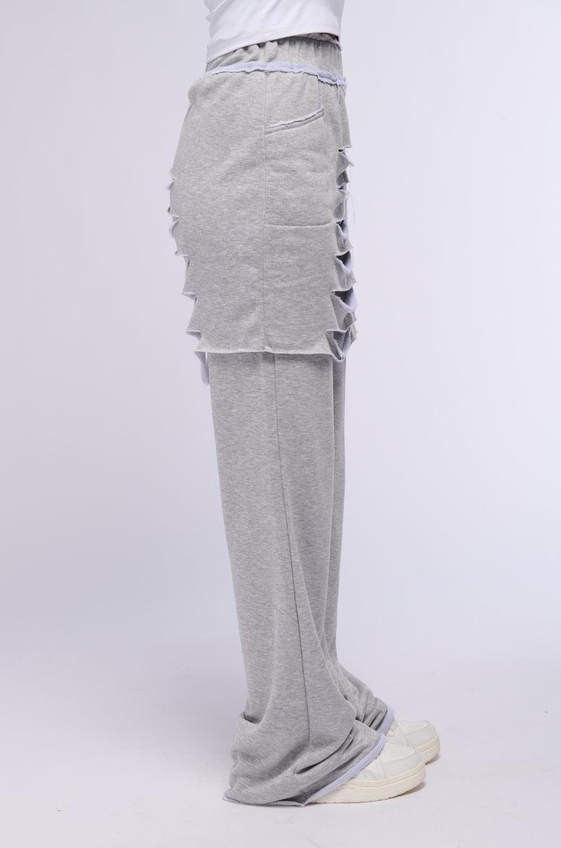 RAIN LAYERED SHREDDED SKIRT OVERLAY SWEATPANT Product Image