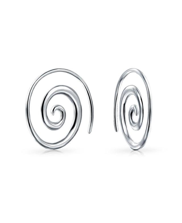 Geometric Tribal Swirl Wire Spiral Hoop Threader Earrings For Women Teen.925 Sterling Silver Product Image