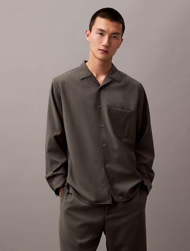 Camp Collar Wool Button-Down Shirt Product Image