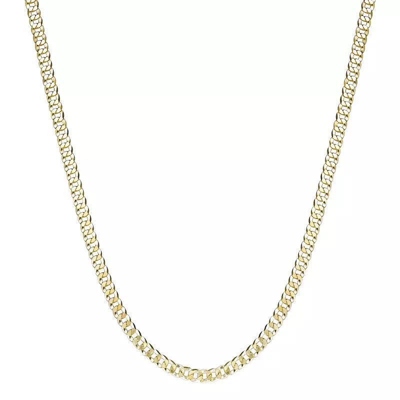 LYNX Mens 14k Gold Plated Flat Cuban Chain Necklace Yellow Product Image