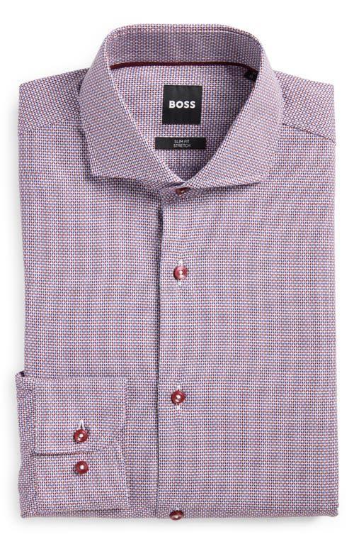 BOSS Hank Slim Fit Micropattern Stretch Dress Shirt Product Image