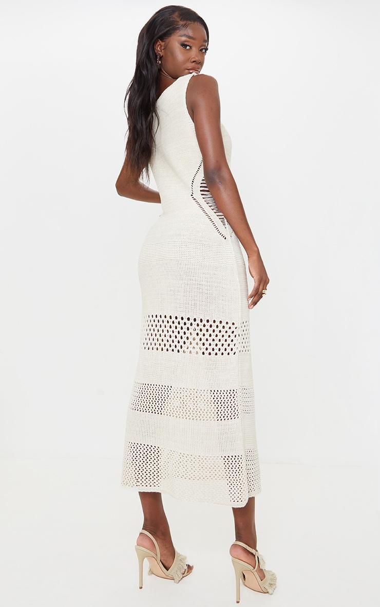 Tall Cream Crochet Plunged Maxi Dress Product Image