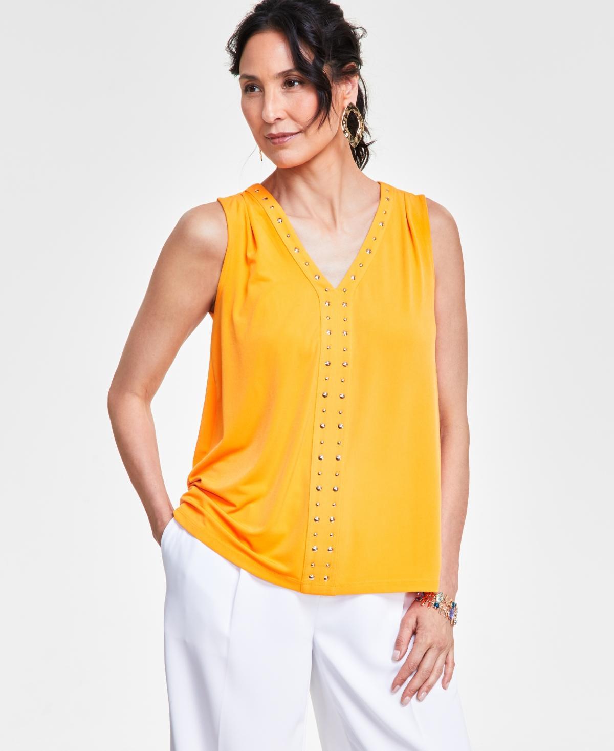 I.n.c. International Concepts Womens V-Neck Stud-Trim Tank Top, Created for Macys Product Image